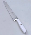 Cangshan L1 Series 8" Bread Knife, Forged X50CRMOV15 German Steel, White 1027563. Fixed Price $36.00.