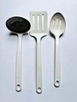 Vtg Pyrex Serrated Edge Spatula, Slotted Spoon, Ladle Usa 2101-1, 2115, 2109-2. Fixed Price $45.99.