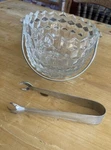 Vintage American Fostoria Cubist Ice Bucket W/chrome Handle & Tongs (not Og). Fixed Price $75.00.