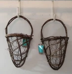 Set Of Wicker & Wire Hanging Baskets Floral Decor Full Length 12 In. New W/tag. Fixed Price $8.00.