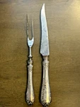 Antique Al Debain Sterling Silver French Carving Set Reed Cattail Knife Fork 4.4. Fixed Price $154.88.