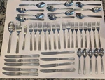 Wallace Centennial 18/10 Stainless Flatware Set Korea 44PC W/ Serving Spoon Fork. Fixed Price $98.00.
