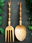 Enormous 27" Vtg African Fork & Spoon Set Hand Carved Wood Human Effigy Figures. Fixed Price $136.99.