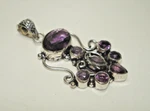Ab One-of-a-kind Amethyst Purple Multi-gem .925 Silver Layered Pendant 2". Fixed Price $40.00.
