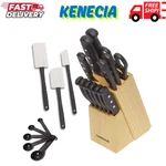 Farberware Triple Rivet High-carbon Knife Block & Kitchen Tool Set Black. Fixed Price $36.99.