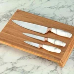 3-PC. Knife Set With Faux Marble Finish By Home Marketplace. Fixed Price $28.75.