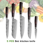 5PCS Kitchen Knives Set Japanese Damascus Stainless Steel Chef Cook Knife Gift. Fixed Price $9.99.