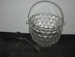 Fostoria American Ice Bucket With Metal Handle Tongs. Fixed Price $25.00.