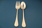 Cuisinart Mansfield Serving (2PC Set) Pierced Spoon Fork 18/10 Stainless Korea. Fixed Price $14.99.