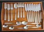 Vtg Lauffer Towle Bedford Flatware Lot 29 Pc Japan Spoon Knife Fork Salad Dinner. Fixed Price $184.00.