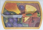 Joie De Vivre Cheese Cutting Board Knife Set Harvest Glass. Fixed Price $11.99.