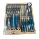 Laguiole Jean Dubost 12-PIECE Flatware Set Turquoise In Wooden Box. Fixed Price $139.95.