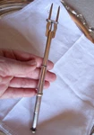 Antique Silver Mechanical Spring Loaded Olive Fork Bar Tool Modern Design, Mark. Fixed Price $44.00.
