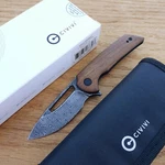 Civivi Odium Liner Folding Knife 2.63" Damascus Steel Blade Guibourtia Wood. Fixed Price $88.69.