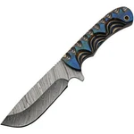 Damascus Blue River Hunter Fixed Knife 9" Steel Blade Pakkawood Handle DM-1334. Fixed Price $48.45.