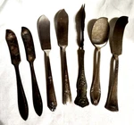 7 Spreaders Butter Knives Asst Shapes & Makers Silverplate Nickle Vtg. Fixed Price $19.99.