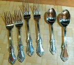 Reed & Barton Shubert Scroll Ss 6 Pc Flatware Replacement Dinner Fork Spoons. Fixed Price $45.00.