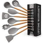 Zulay Kitchen Utensils Non-stick Silicone 8-PIECE Set, Elegant Grey. Fixed Price $34.99.