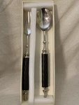 Vtg Pottery Barn Long Bronze Twist Servers Serving Spoon And Fork Set Nib. Fixed Price $36.00.