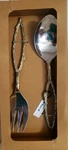 2 Pieces Meat Salad Fork & Serving Spoon Set Ten Thousand Villages Silver Gold. Fixed Price $14.99.