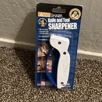 Accusharp Knife N' Tool Sharpener 001 White W/full Length Finger Guard New. Fixed Price $10.99.