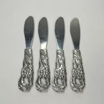 Set Of 4 Pewter Spreaders Grape Pate Cheese Multi-use Knives 5.5. Fixed Price $16.88.
