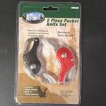Northwest Trail W9309 2 Piece Pocket Knife Set Stainless Steel Black Red. Fixed Price $12.99.