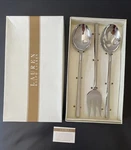 Vtg Ralph Lauren Hostess Set 3PC Wentworth Pattern Salad Serving Stainless Steel. Fixed Price $54.99.