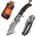 Men's Folding Pocket Knife 8.6" Damascus Steel Comes. Fixed Price $112.50.