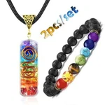 7 Chakra Beads Bracelet & Necklace Set - Black Lava Absorb Essential Oils. Fixed Price $24.99.