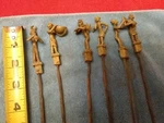 6 Rare African Tribal Figural Handle Brochette Kabob Skewers. Fixed Price $49.95.