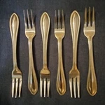 Set Of 6 Stainless Steel Cocktail Forks American Bead 2009 International Silver. Fixed Price $15.00.
