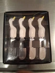 Vintage Shafford Stainless Ceramic 4-DUCK Handle Spreader/small Knives. Cute. Fixed Price $26.24.