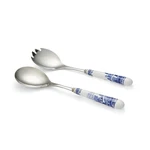Spode Blue Italian Collection Salad Servers 2 Piece Spoon And Fork Set 10.... Fixed Price $46.18.