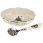 Spode Christmas Tree Cranberry Dish & Server Set - 8" Festive Holiday Serveware. Fixed Price $35.00.