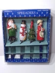 Set Of 4 Christmas Spreaders Stainless Steel Hand Painted. Fixed Price $18.50.
