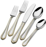 Mikasa Regent Bead Gold Flatware 65 Piece Set Service For Twelve Dishwasher Safe. Fixed Price $147.95.