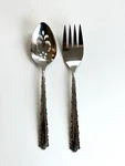 Vintage Oneida Deluxe Stainless Flatware Cherie Serving Fork And Slotted Spoon. Fixed Price $18.50.