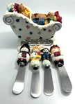 Cardinal Hand Painted Resin Stainless Steel 5PC Spreader Set W/ Sleigh Base. Fixed Price $10.38.