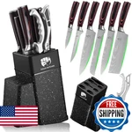 Fullhi 8PCS Block Knife Set,chef's Knves With And Sharpener, Kitchen. Fixed Price $85.68.