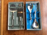 2 Vtg Mcm Frontier Forge Set Lucite Salad Cheese Slicer And Server In Orig.boxes. Fixed Price $34.99.