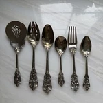 Godinger 5PC Hostess Set Baroque Silver Serving Pieces Fork Spoon Server + Bonus. Fixed Price $30.00.