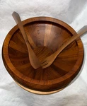 Jens Quistgaard Dansk Ihq Staved Teak Midcentury Wood Salad Bowl & Tongs Denmark. Fixed Price $192.50.
