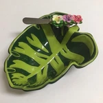 Tropical Leaf Serving Bowl Floral Spreader Green Ceramic Dip Fruit Hawaii *note*. Fixed Price $15.95.