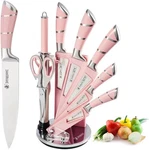 9 Pcs Kitchen Knife Set W/block Sharpener Stainless Steel Chef Knives Non-stick. Fixed Price $31.98.