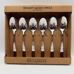Brandani Dessert Spoon Circle Set 6 Pieces Stainless Steel Hotel Collection Nip. Fixed Price $16.99.
