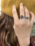 Black Stone Unique Classic Double Ring Chain Silver Size 2.5-8. Fixed Price $60.00.