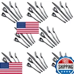 Homquen 40-PIECE Black Silverware Set Stainless Steel Flatware For 8. Fixed Price $55.22.