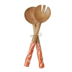 Sea Coral Decor Wood & Enamel 2PC. Salad / Food Servers Orange-white Mud Pie Nwt. Fixed Price $24.99.