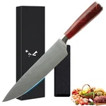 8" Damascus Chef Knife - Sharp Japanese Meat Slicer, Kitchen Cutlery. Fixed Price $17.99.
